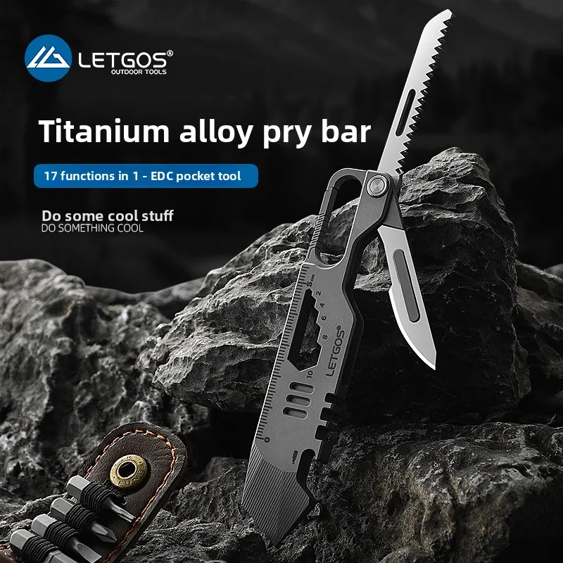 Titanium alloy pocket tool, portable folding knife, outdoor carry-on, emergency pry bar, bottle opener, gift for men