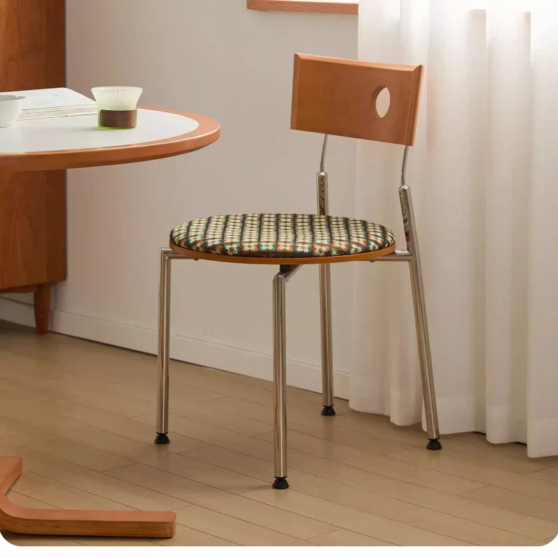 

Stool backrest retro single dining table chair household medieval backrest modern simple stainless steel