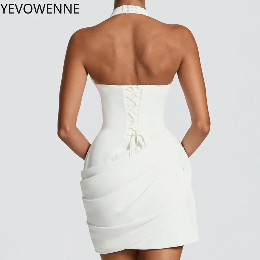 Short Homecoming Dresses for Teens 2026 V Neck Halter Corset Sleeveless Ruched Cocktail Party Dresses