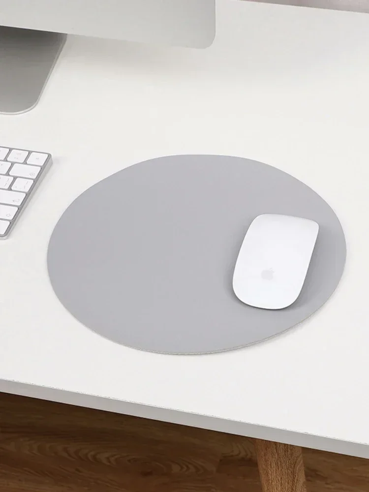 1pc Round Mouse Pad Single-sided Solid Color Universal Non-slip Mouse Pad Suitable for Laptop Office Leather Gaming