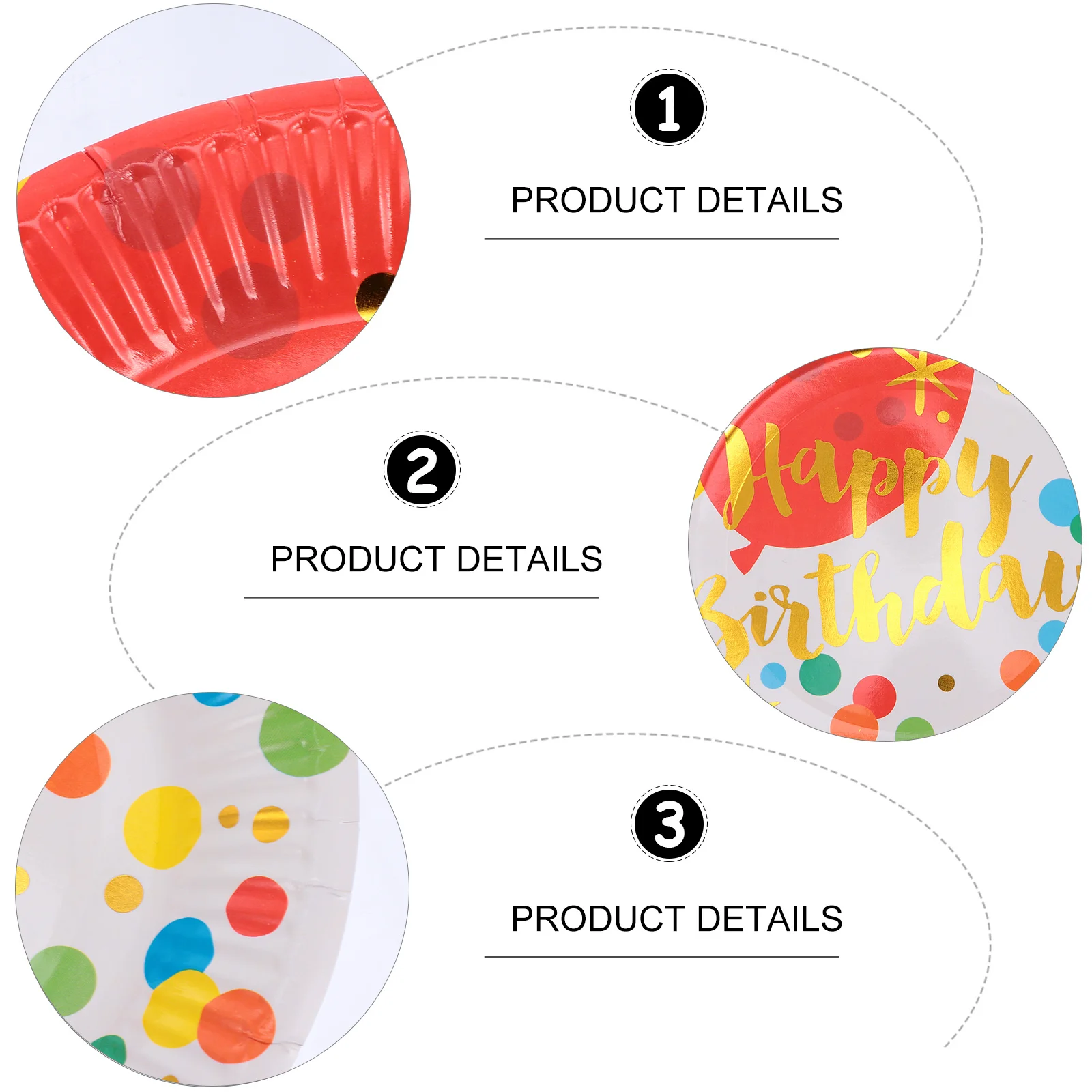 

30Pcs Birthday Party Paper Plates Color Printed Round Disposable Cake Plates Party Decorative Tableware Supplies