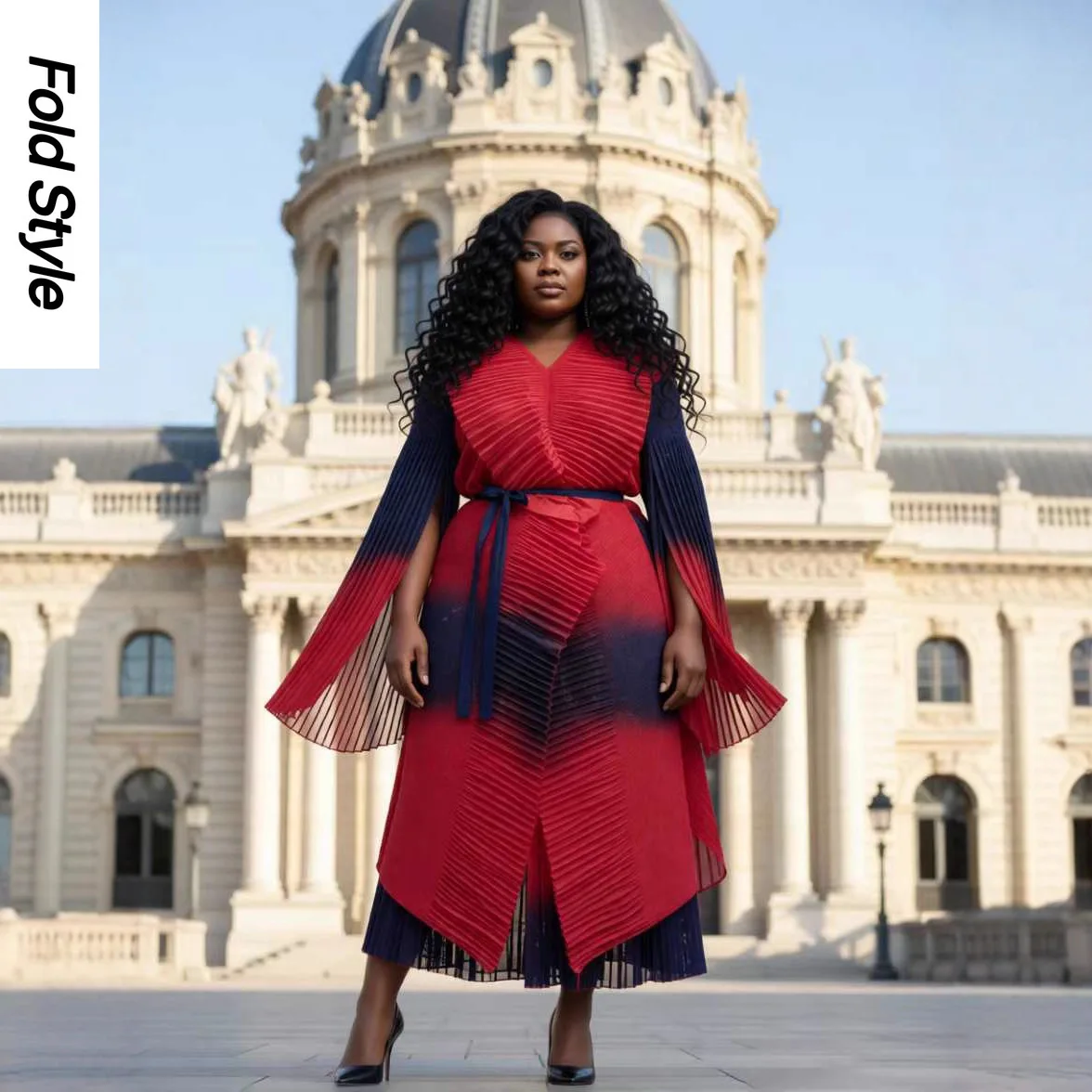 

Плиссированный африканский костюм Miyake, модный и элегантный топ с юбкой на подтяжках нестандартной формы, комплект из двух предметов, новинка 2023 г.