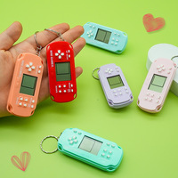 keychain videogames Mini Handheld Game Console Backpack Keychain Blue Retro Game Console with Bells Keyring