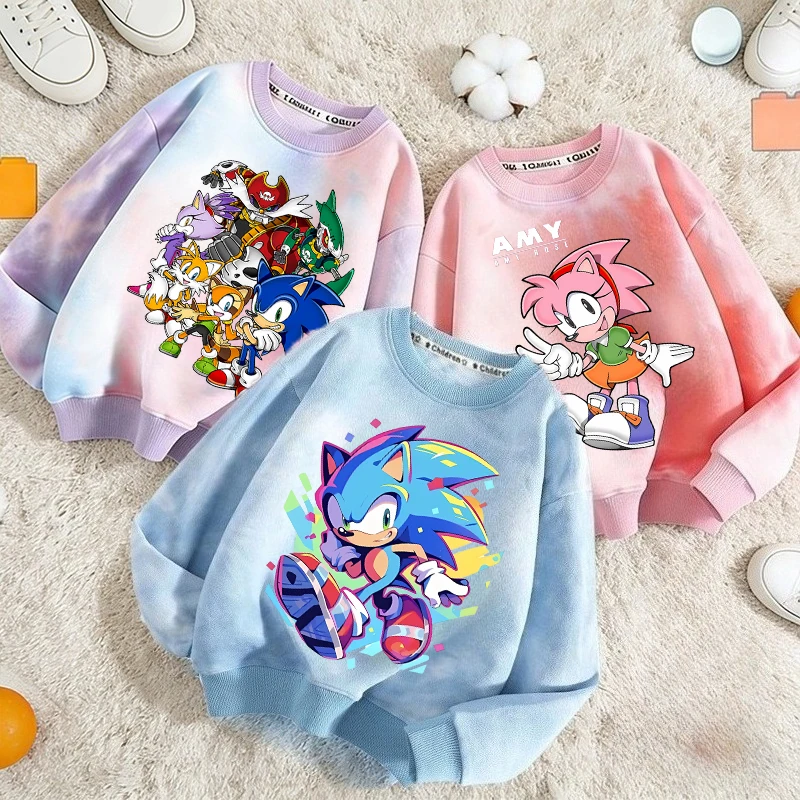 

Sonics Children Colorful Sweatshirts Boy Girl Fashion Hoodie Anime Cartoon Pullover Comfortable Tops Spring Autumn Clothing Gift