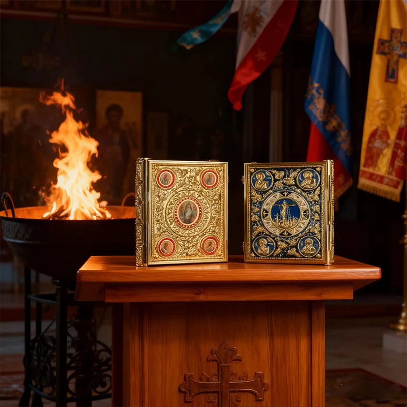 Neu2026 Orthodoxe Gottesdienst-Ikonoklase Gold Blaue Emaille Handwerkskunst Ritual-Ornament für Kirchen Stabil und Dick Nicht leicht zu verformen Geschenk – Detail 10