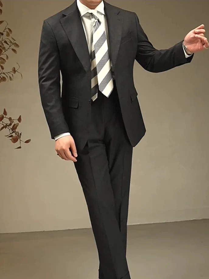 

Мужской пиджак Neapolitan Sle с подплечниками, повседневный, для поездок на работу, однобортный, деловой, повседневная верхняя одежда, с длинными рукавами