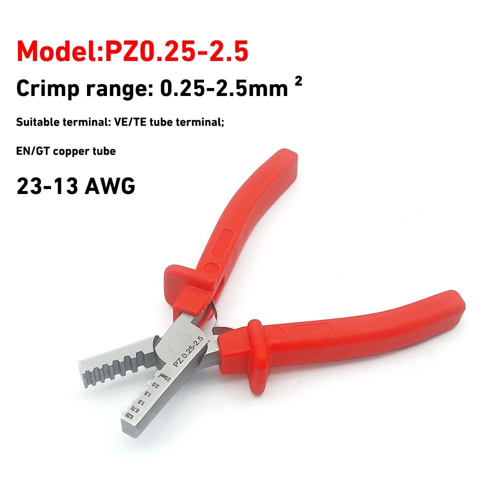 Tube type needle type cold pressed terminal crimping pliers PZ.0.5-16/0.25-2.5/1.5-6/10-35 electrician pliers