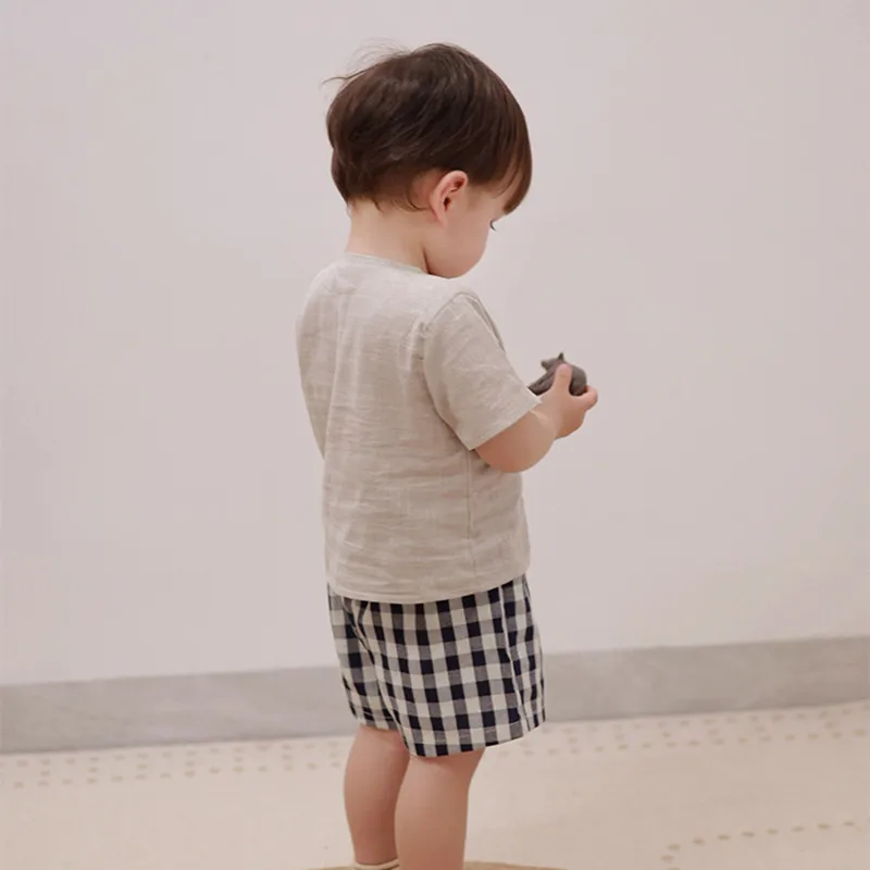 2024 Solid Casual Summer Short Sleeved Baby Boys Tops Handmade Animal Embroidery Clothing Cotton Soft Shirts for Children Boy