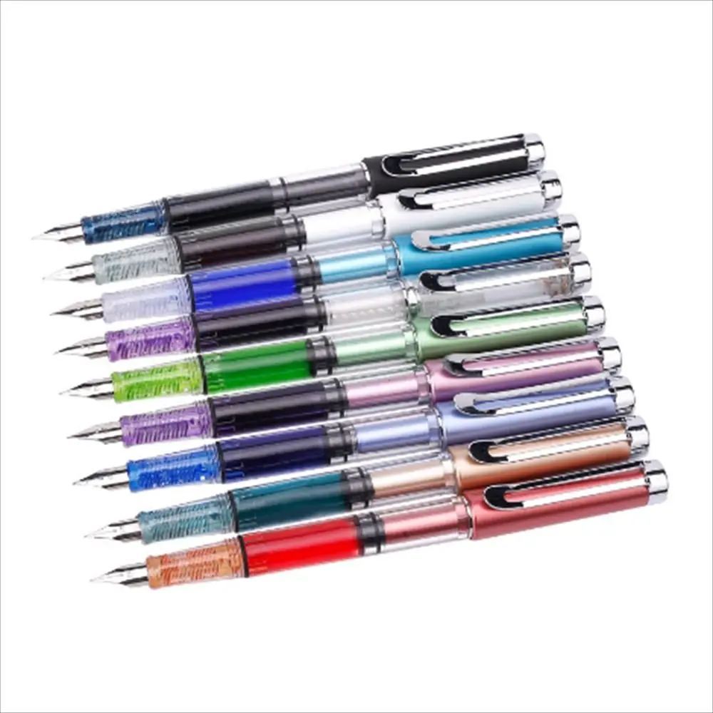 Stationery School Supplies 0.38mm Large Capacity Transparent Business Piston Fountain Pen Ink Pens Fountain Pen Writing Pen