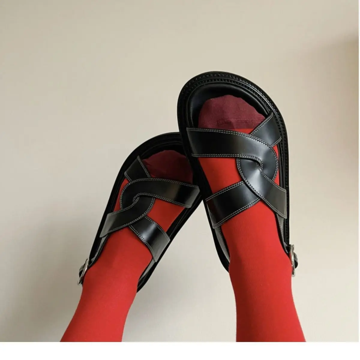 صندل نسائي بمنصة مصارع ، أحذية للسيدات ، صندل مصمم ، جودة عالية ، جديد ، صيفي