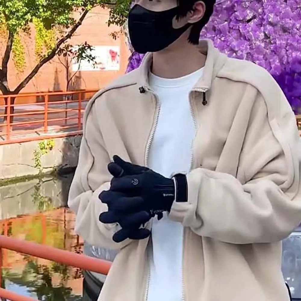 

Подарочные флисовые перчатки с двумя пальцами, противоскользящие мягкие варежки из искусственной кожи с защитой от холода, утолщенные зимние перчатки контрастного цвета с сенсорным экраном