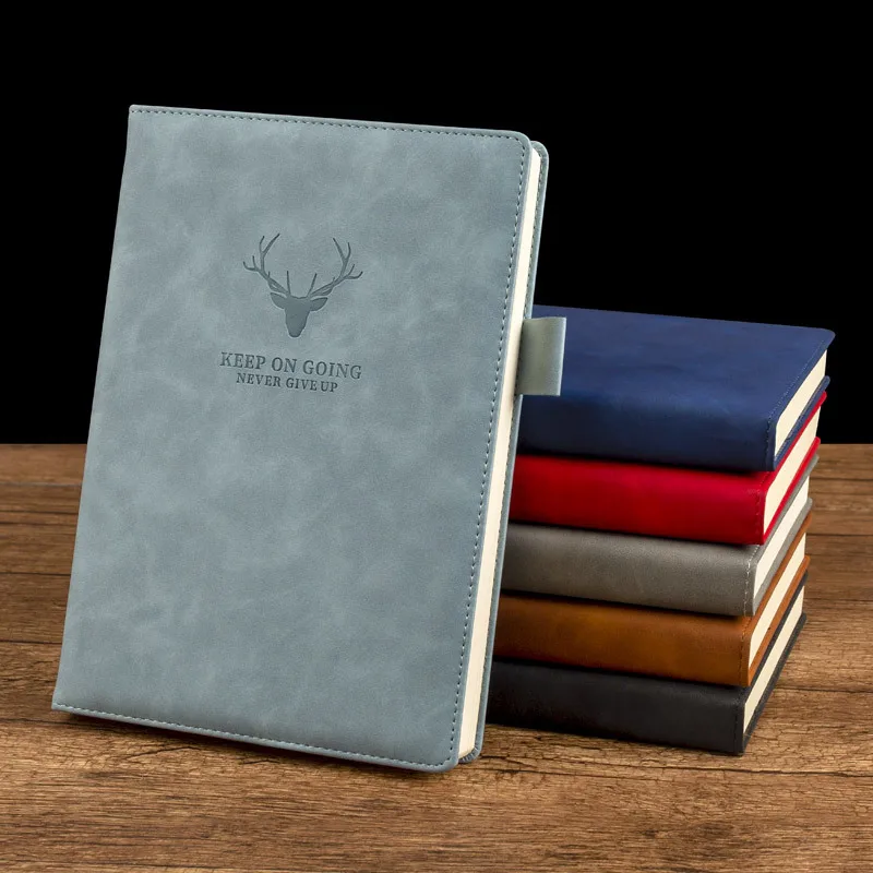 Spot Business Office Notebook A5 Leather Notebook B5 Imitation Leather Notepad Deer Head Student Diary Printing study planner