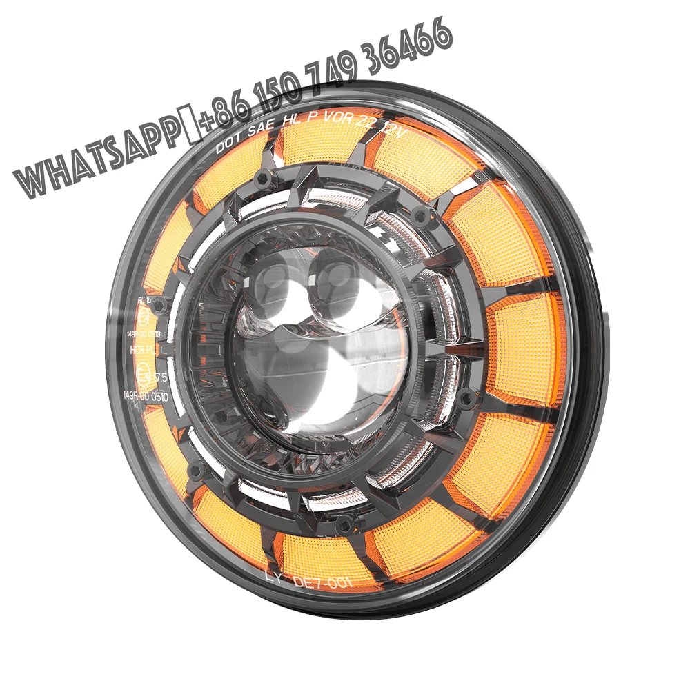 Starry Design 7 Inch LED Headlights Round Halo Angel Eyes DRL Amber Turn Signal Lights Sealed Beam for Wrangler JK TJ LJ CJ