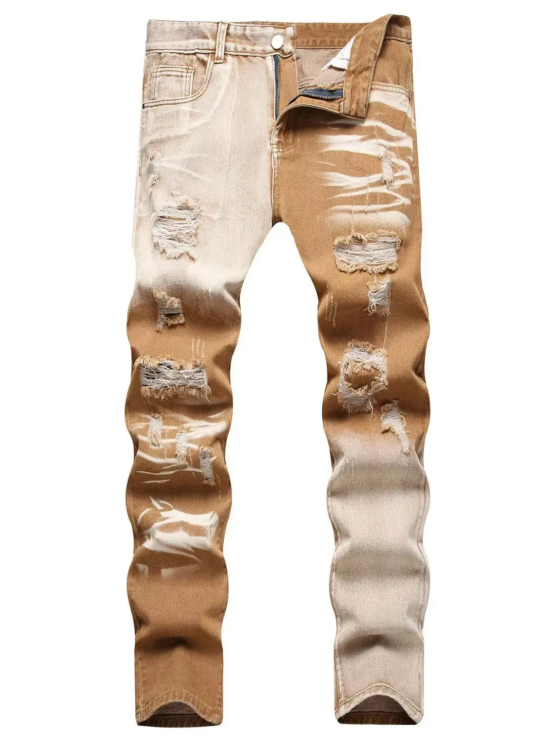 

Y2K fashion new men's jeans scratch wash nostalgic stretch slim fit khaki jeans designer hip-hop brand pants hombre