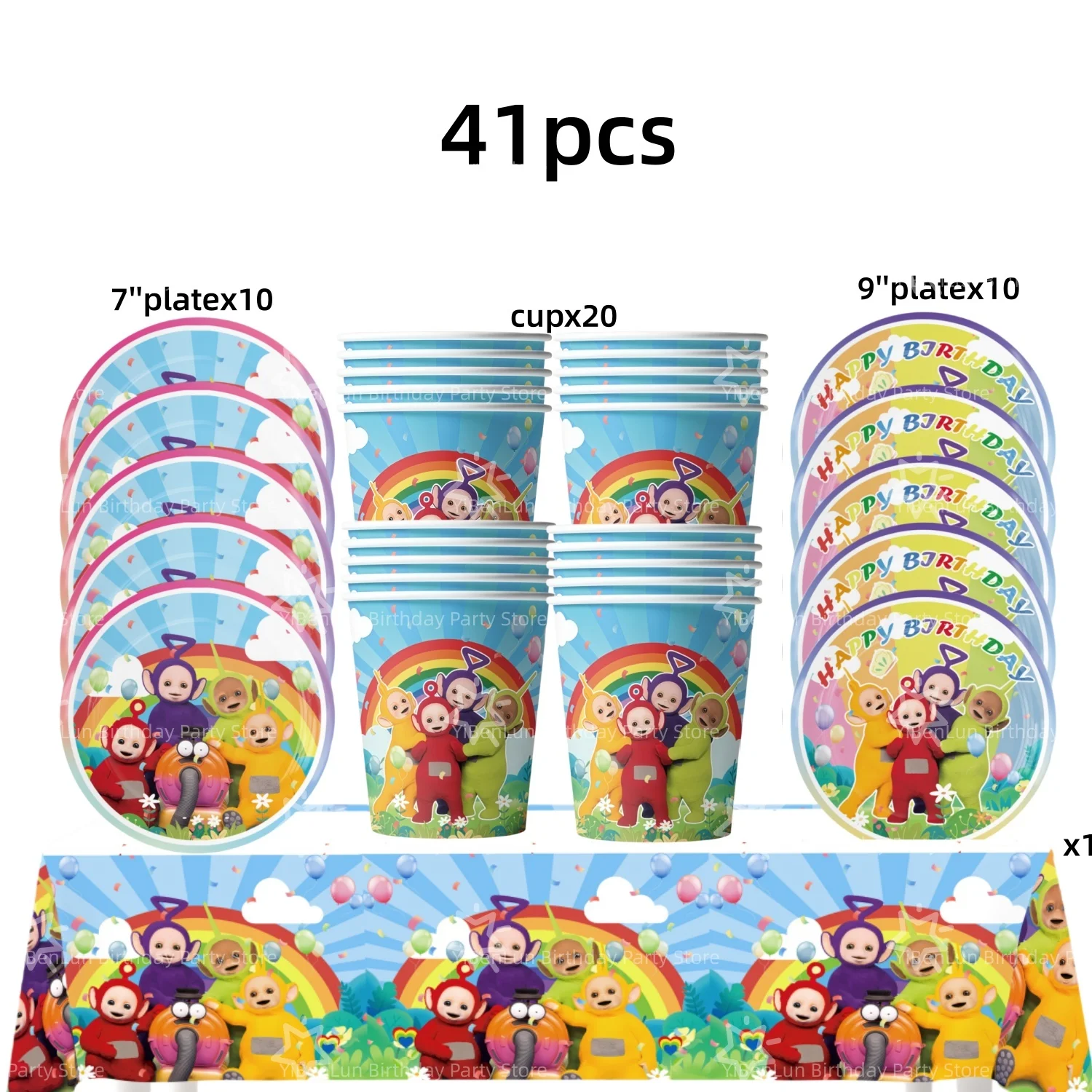 Tinky Winky Verjaardagsfeestje Decoratie Antennababy Po Wegwerp servies Tafelkleed Bord Beker servet Kinderfeestje Gunsten Benodigdheden