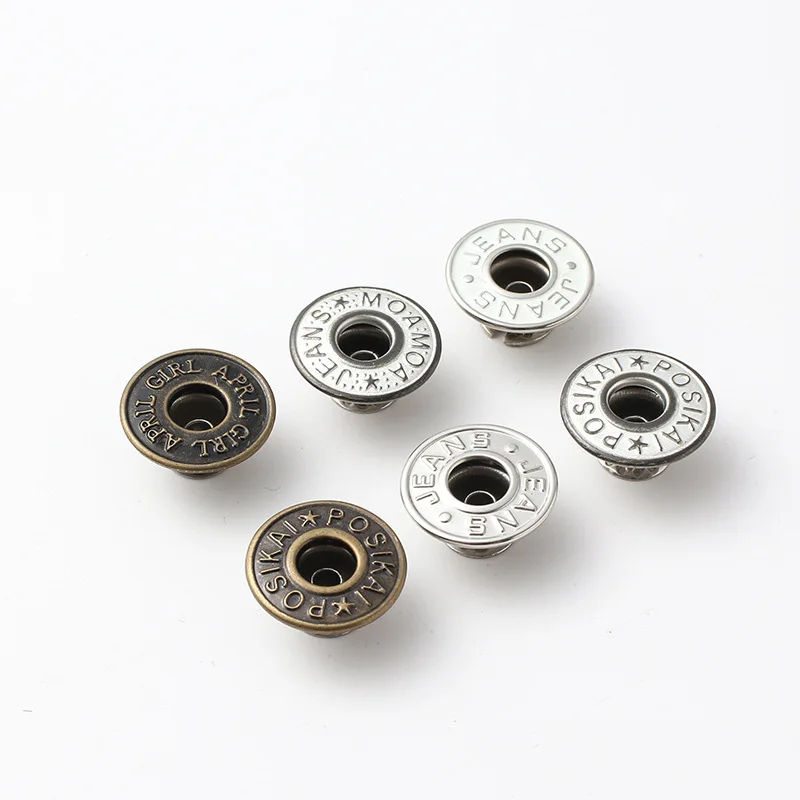 High Quality 100pcs/Pack Metal Hollow I-Button Jeans Denim Clothes Round Brass Retro Style Bib Supplies Buttons