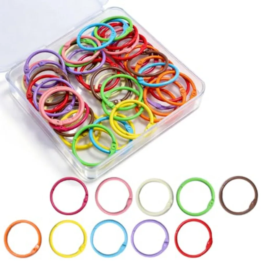 

1 Inch 50 Pack Metal Book Rings for Flash Cards, Index Cards, Paper, Nickel Plated Steel Loose Leaf Ring