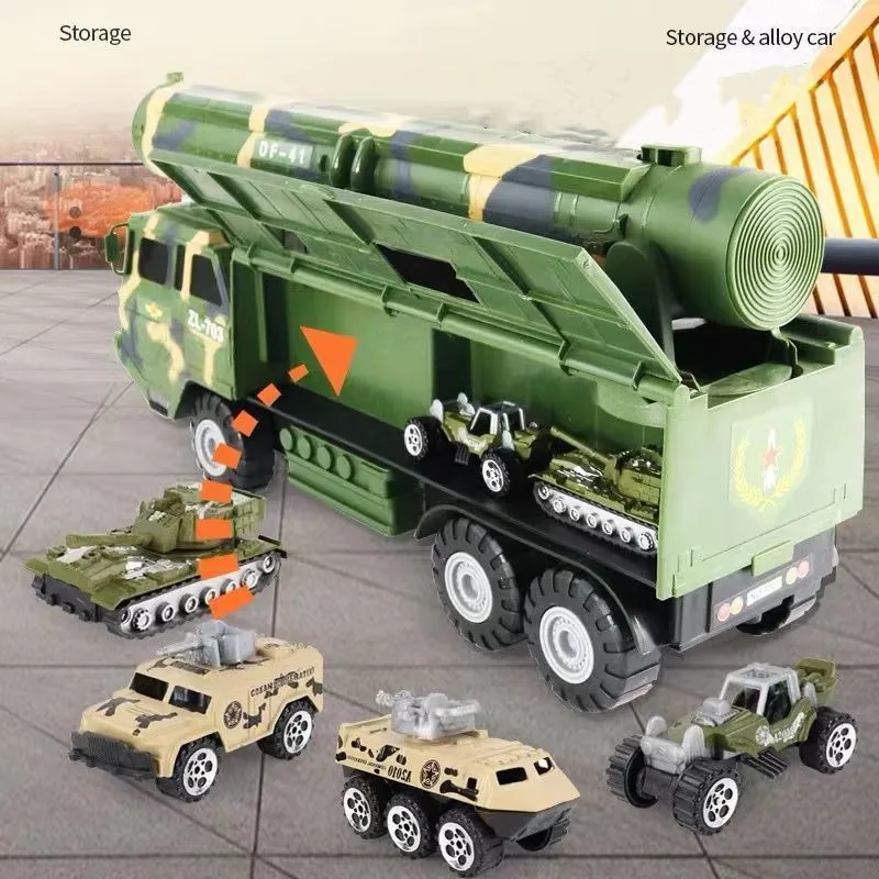 Children\'s Super Missile Car Military Truck toy launch, baby, multi-functional tank, military alloy car