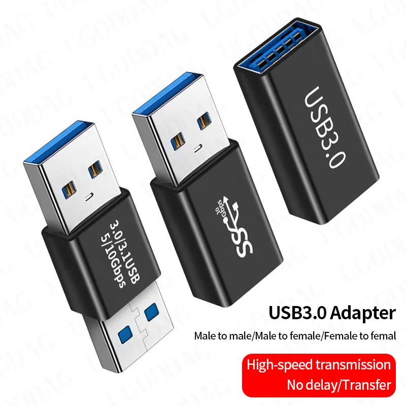 USB3.0 Adapter Connector 5Gbps USB To USB Converter Male to Male Extension Plug For PC Laptop USB3.0 Coupler Extender Connection