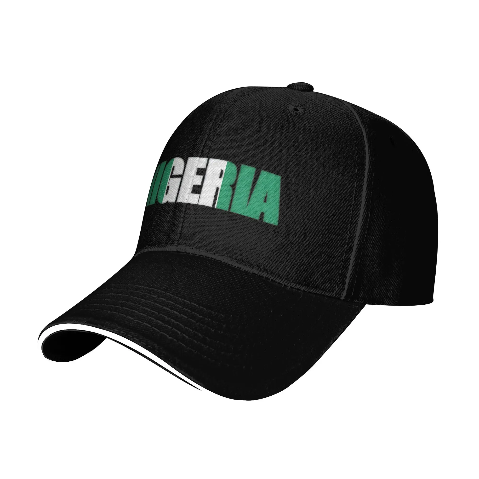 Summer Two‑Tone Nigeria Word Art Baseball Cap Camping Street Style Print Sun Hip Hop Hats Unisex Men Sunscreen Snapback Cap