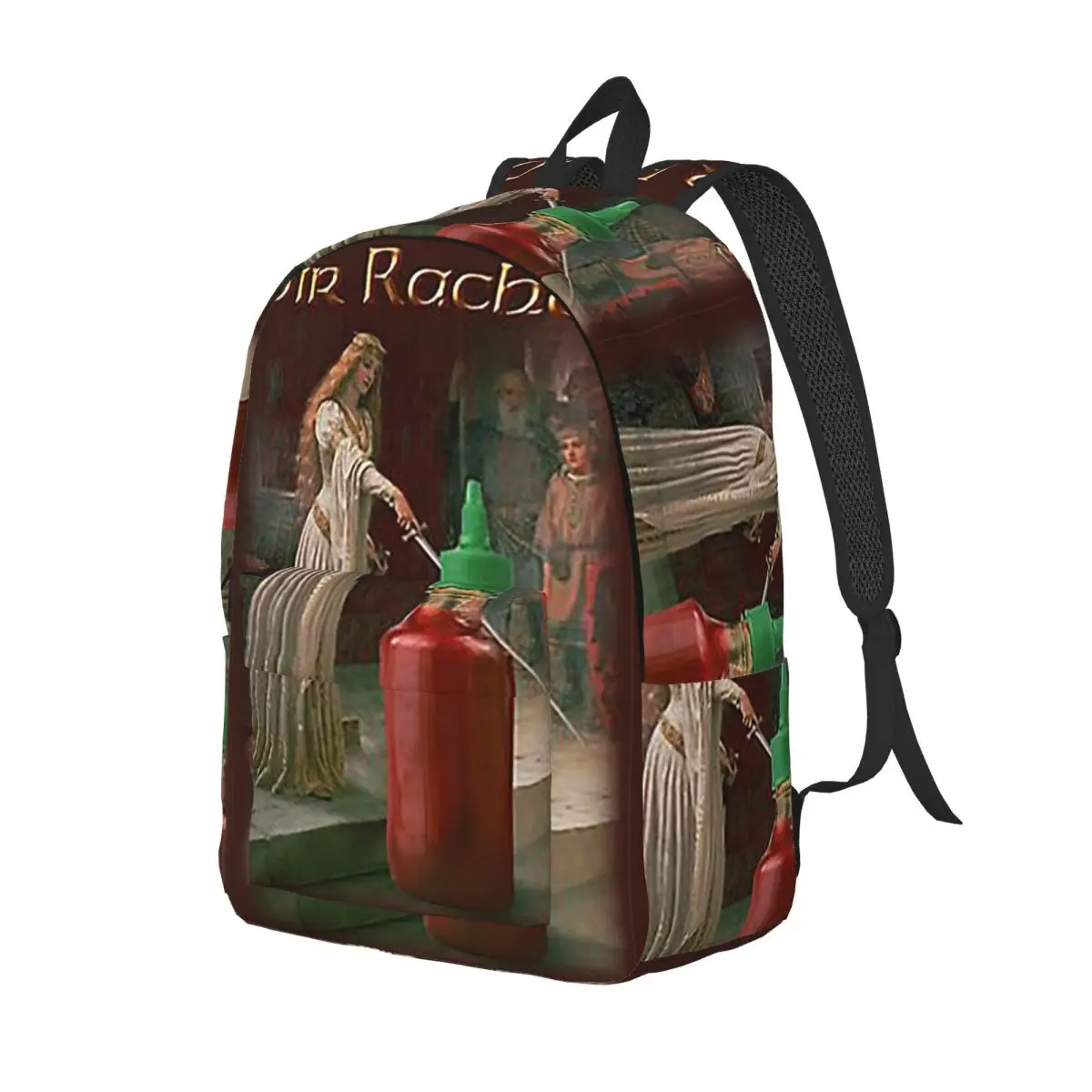 Sir Racha Sriracha Sauce Student Backpack School Bag Hiking Travel Daypack for Boys Girls Bookbag Shoulder Bags