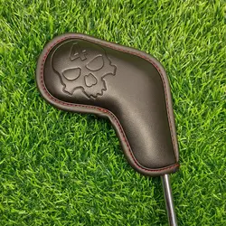 Cubiertas protectoras de PU para palos de Golf, cubiertas de cabeza gruesas con patrón de Calavera, funda de cabeza de cuña de hierro impermeable, 10 piezas