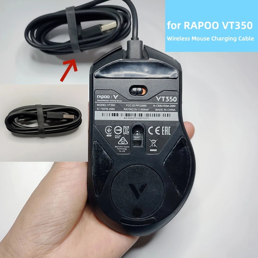 

​For RAPOO VT350 Wireless Mouse Charging Cable Mouse Spare Accessories