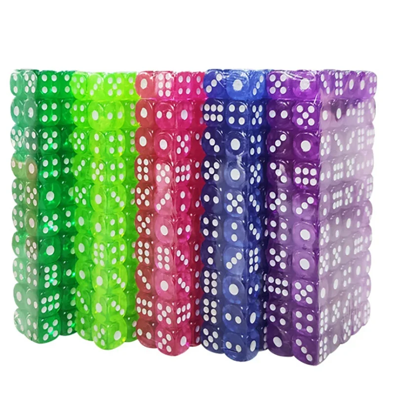 20PCS/Lot Dice Set 12mm Small Size10 Colors  Acrylic 6 Sided Transparent Dice  Club/Party/Family Games