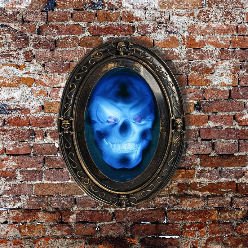 Halloween Scary Decoration Magic Mirror Ghostface With Creppy Sound And Light Performance Props Masquerade Bar Horror Decor
