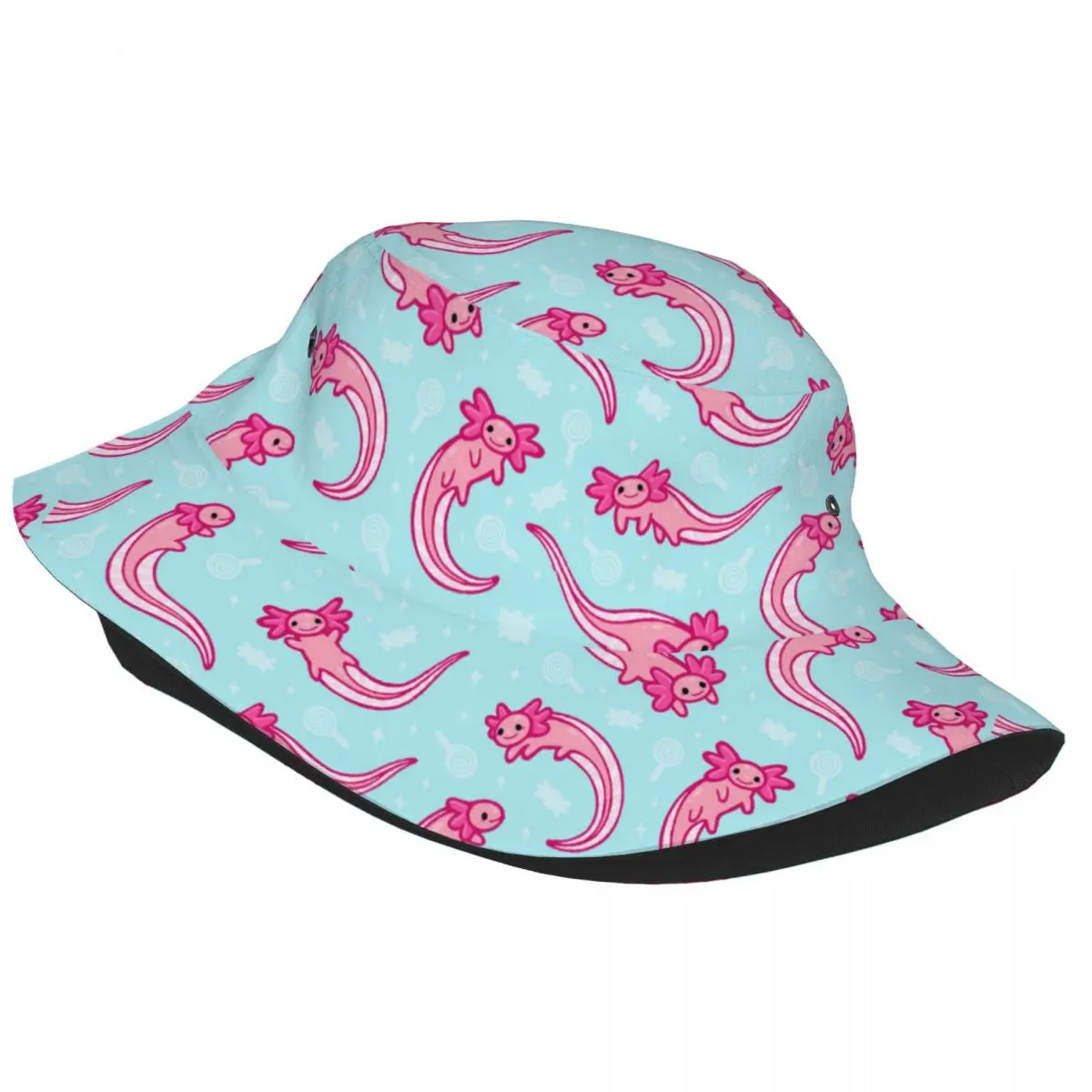 Woman Bucket Hat Axolotl Animal Beach Hatwear Lightweight Camping Fishing Fisherman Hats Cute Salamander Panama Hat Gifts Idea