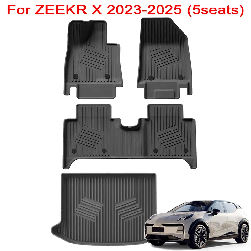 

for ZEEKR X 2025 2024 2023 5seats Car Floor Mats Cargo Liner Trunk Mat TPE 3D All-Weather Accessiories Black LHD RHD