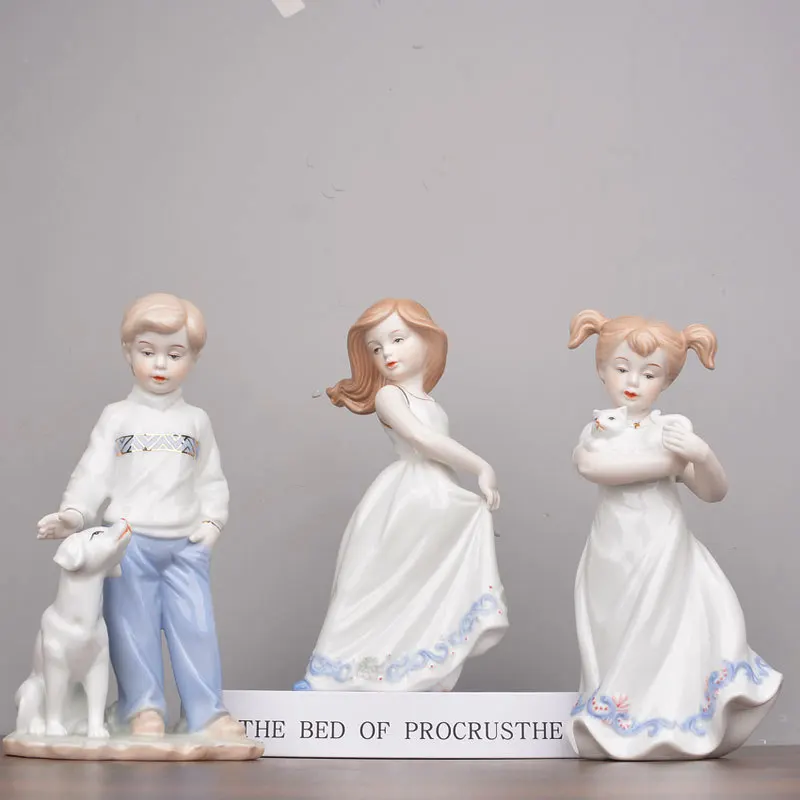 Creative Gifts Ornament Ornament Living Room Partition Ceramic Doll Gift Cute Boy Girl Simple