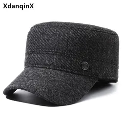 New Winter Men's Cap Plush Thickened Military Hats Coldproof Warm Earmuffs Cap Riding Hat Cycling Flat Caps For Men Golf Hat