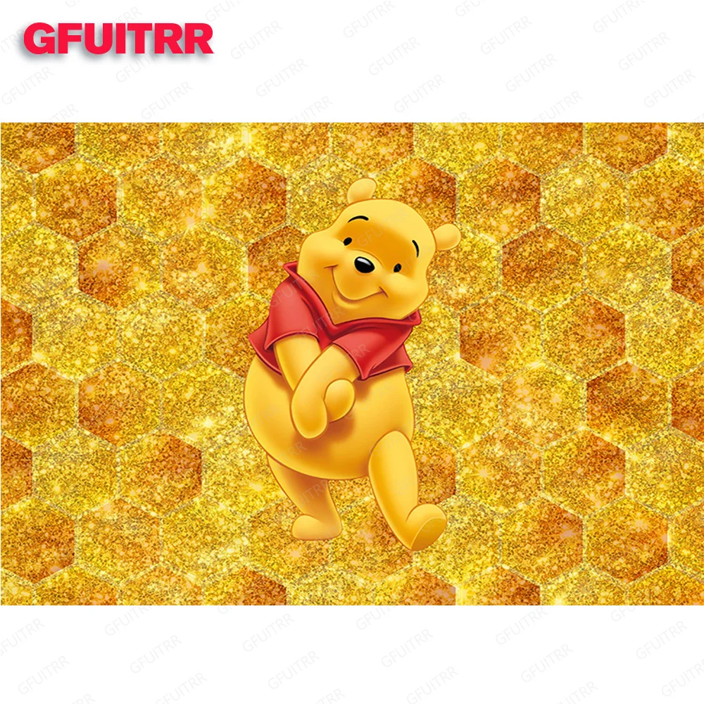 خلفية مستديرة من Winnie The Pooh ، خلفية تصوير فوتوغرافي ، غطاء أسطواني ، دعامة ديكور ، حفلة عيد ميلاد ، استحمام طفل ، صبي ، طفل
