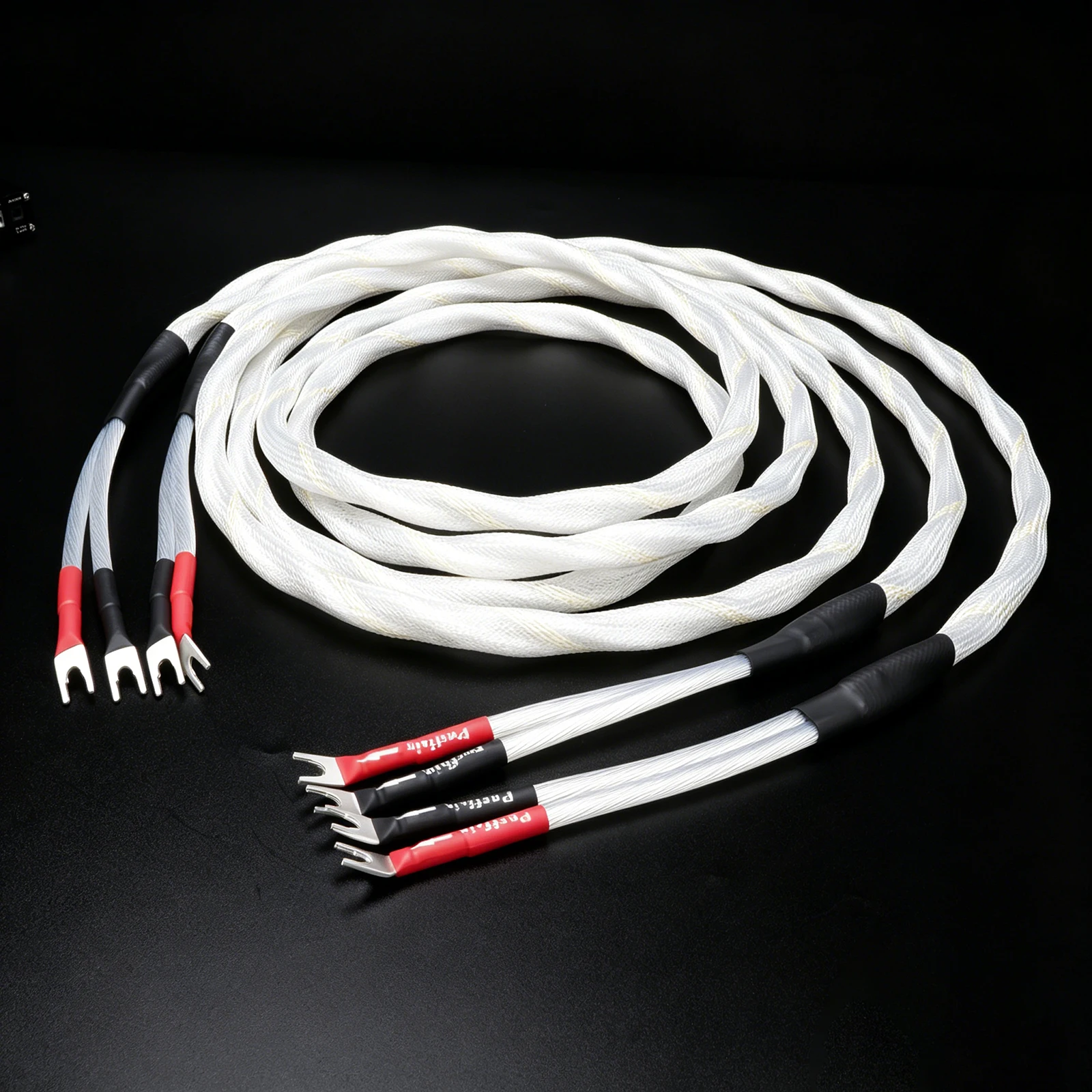 Pair Banana Speaker Cable Upgrade  y SPADE Audio Amplifier Speaker Cable,7N Occ Silver Plated Y Plug Banana Plug
