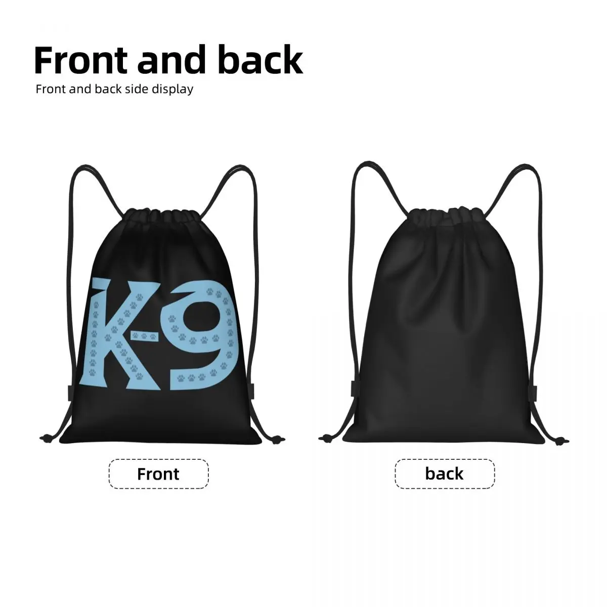 Custom K9 Handler Dog Drawstring Backpack Sports Gym Bag for Women Men Shopping Sackpack