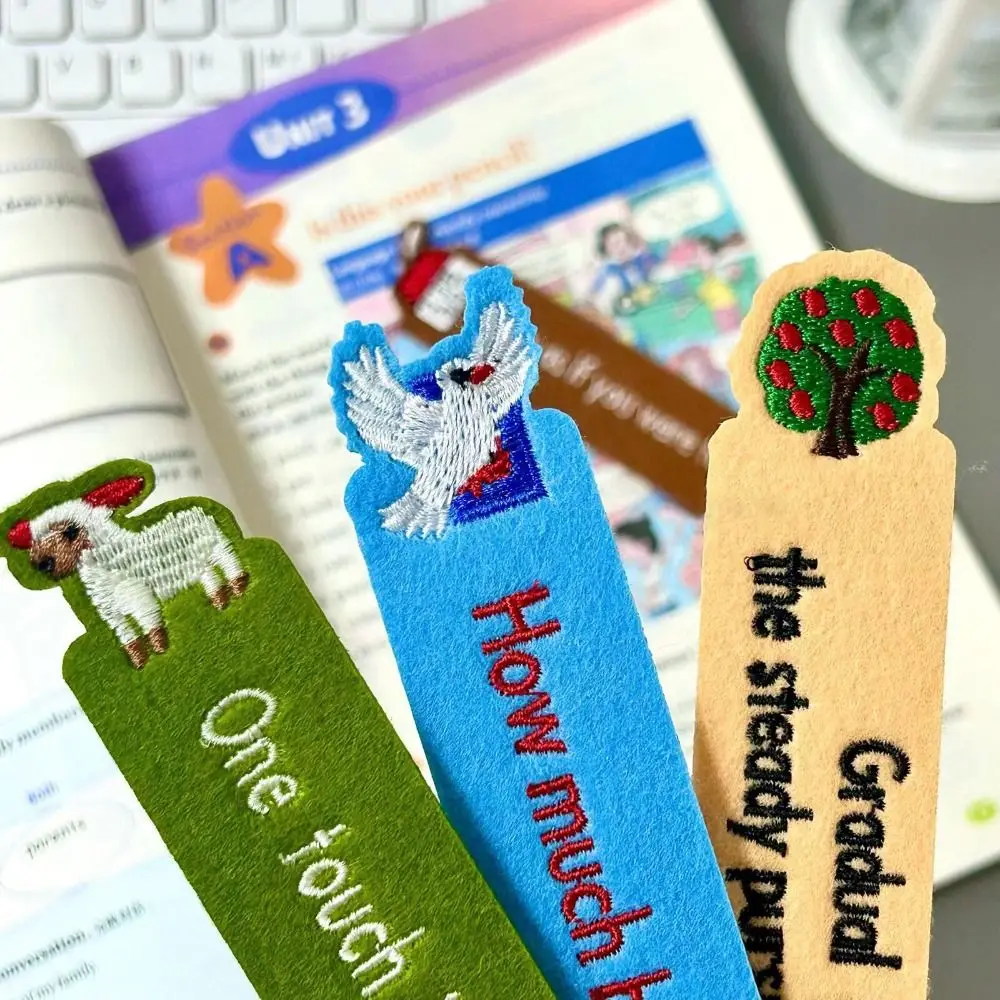 Cute Animals Embroidered Bookmark Non-woven Fabric Book Lovers Reading Book Clip DIY Gift Pagination Mark School Office Supplies