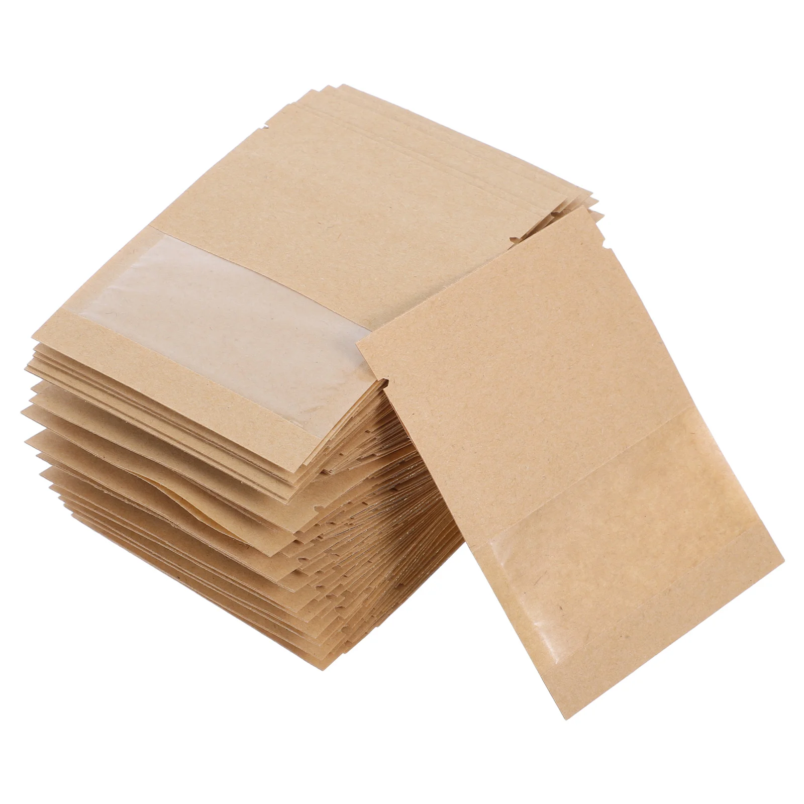 100 Pcs Small Food Packaging Bags Kraft Storage Cheese Paper Plastic with Window