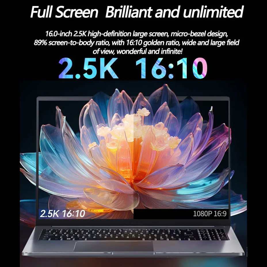 Laptop AMD R7-7840HS 16 Inch 32GB DDR5 2TB SSD Wifi6 5.1 GHz 8 Cores 16 Threads Backlit Keyborad HD Camera Portable Computer