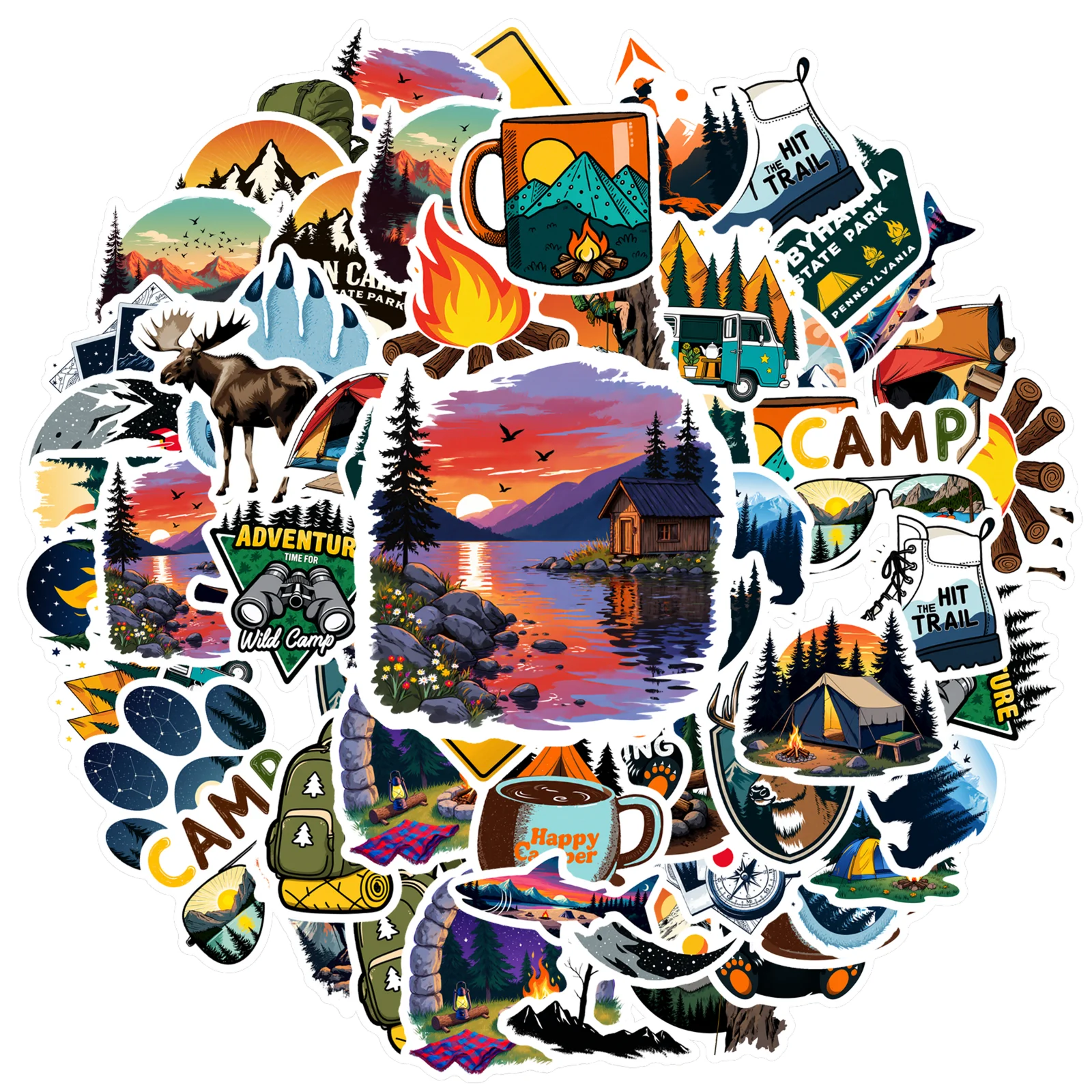 

35 шт.-50 шт. иллюстрации, приключенческие наклейки, приключенческие уличные канцелярские наклейки, природные наклейки для гитары, сделай сам, скейтборд