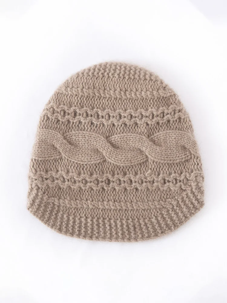 tloml-women's-100-cashmere-cable-knitting-hats-warm-soft-pullover-caps-casual-hand-woven-hat-chic-style-cashmere-hats-tops