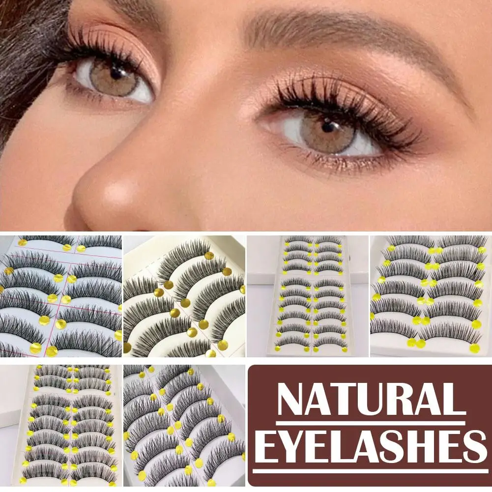 10Pairs Natürliche Lange Falsche Wimpern Handgemachte Schwarze Gefälschte Wimpern Make-Up Volumen Volle Streifen Wimpern Wimpern Extensions
