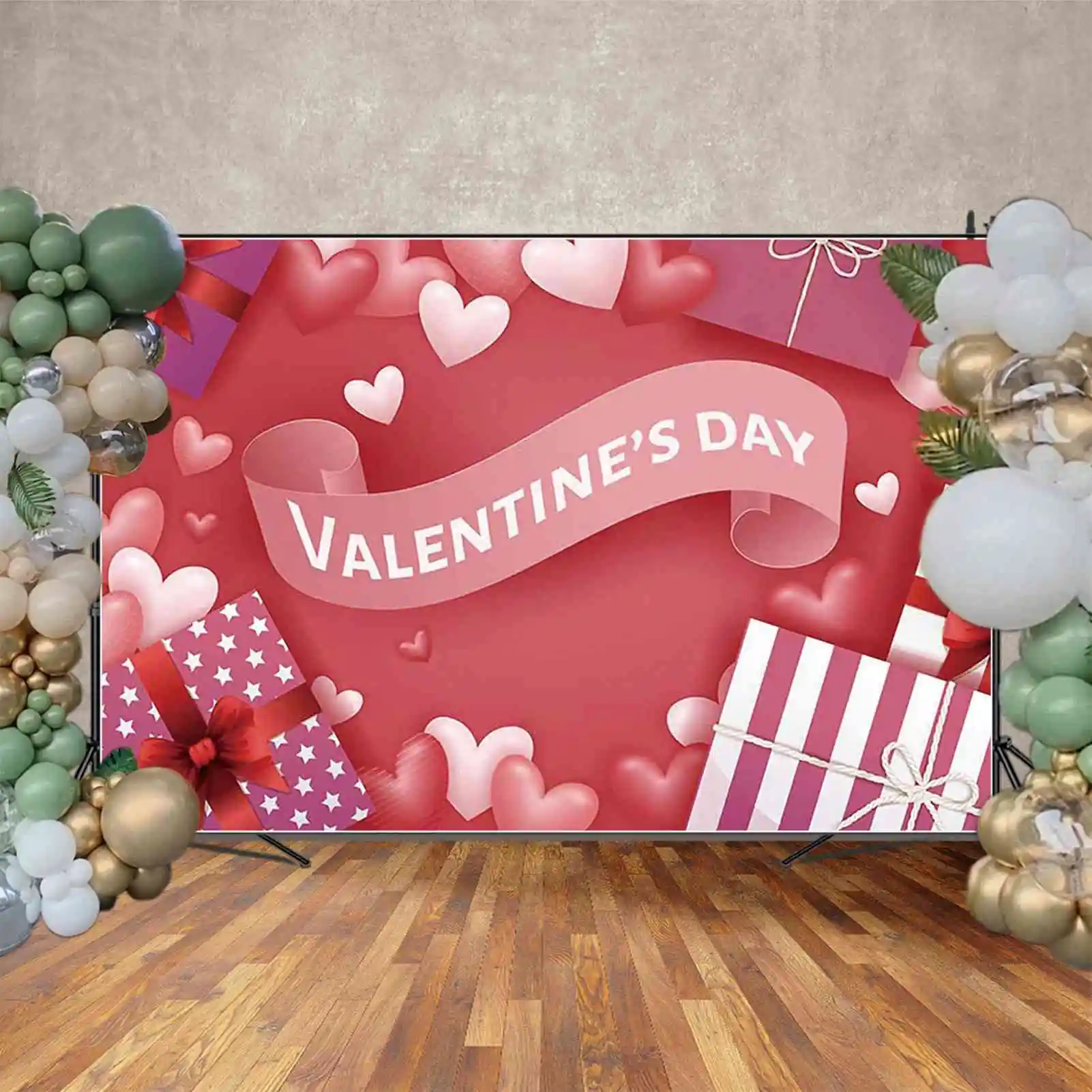 MOON.QG Valentine'S Day Photography Background Wine Heart Arch Door Photozone Backdrop Children Studio Photocall Accessories