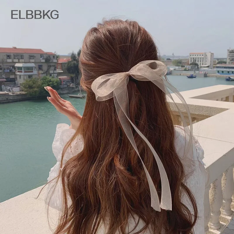 

Korean Bowknot Ribbon Hair Scrunchie Sweet Organza Bow Hair Rope Hair Tie Headwear For Girls Women Hair Accessories