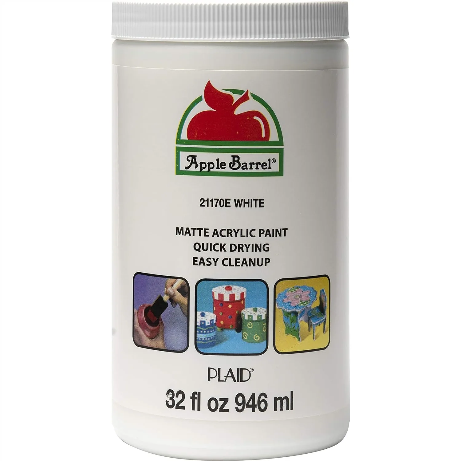 

White Acrylic Paint 32 oz - Matte Finish for Canvas, Wood, Paper & More