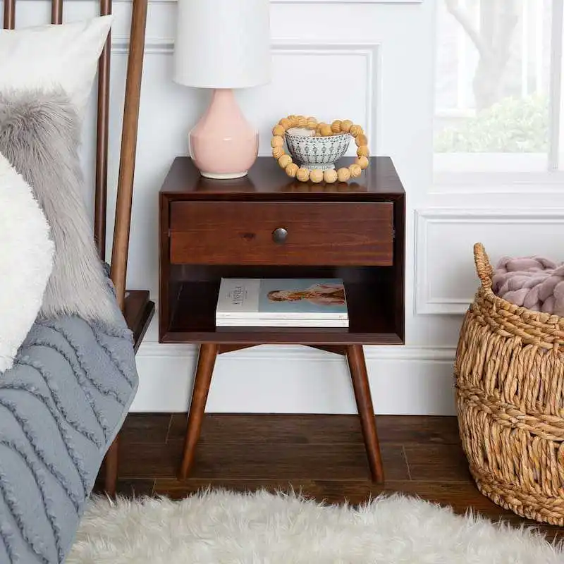 for American Retro Bedside Table with Drawers and Baffles Bedroom Storage Cabinet Factory Custom Cross Border Foreign Trade