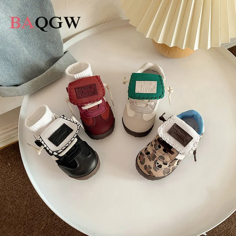 Leopard Print Fashion Sneakers Children Fashion Casual Kids Platform Sports Striped Shoes Low Comfortable Vulcanized Sneakers