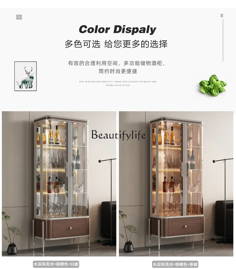 

yj21Wine Cabinet Living Room Wall-Mounted Double-Door Glass Cabinet Display Light Luxury Showcase