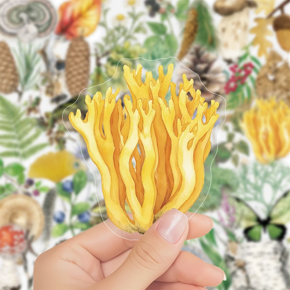 10/30/50pcs Transparency Fresh Style Autumn Graffiti Forest Plants Stickers DIY Water Bottle Notebook Phone Cartoon Animal Decal