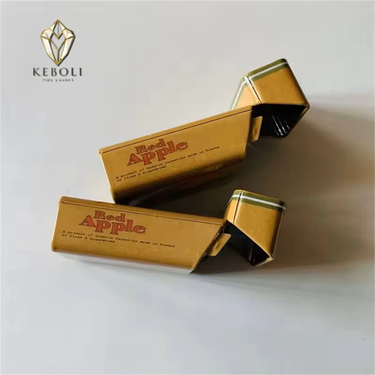 Red Apple Windproof Cigarette Case - 20 Capacity Metal Tin, Free Ship